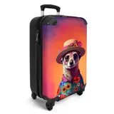 NoBoringSuitcases.com© Hartschalen-Trolley Erdmännchen - Blumen - Hut - Tiere - Porträt - Erdmännchen 55x35x20cm, 4 Rollen, Kinder Koffer Klein, Trolley Handgepäck bunt 35 cm x 55 cm x 20 cm