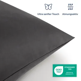Blumtal Bettwäsche unifarben Anthrazit 135 x 200 cm + 40 x 80 cm