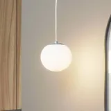 LUCANDE Hängelampe Bidolo, chromfarben, Glas, Ø 15 cm, IP44
