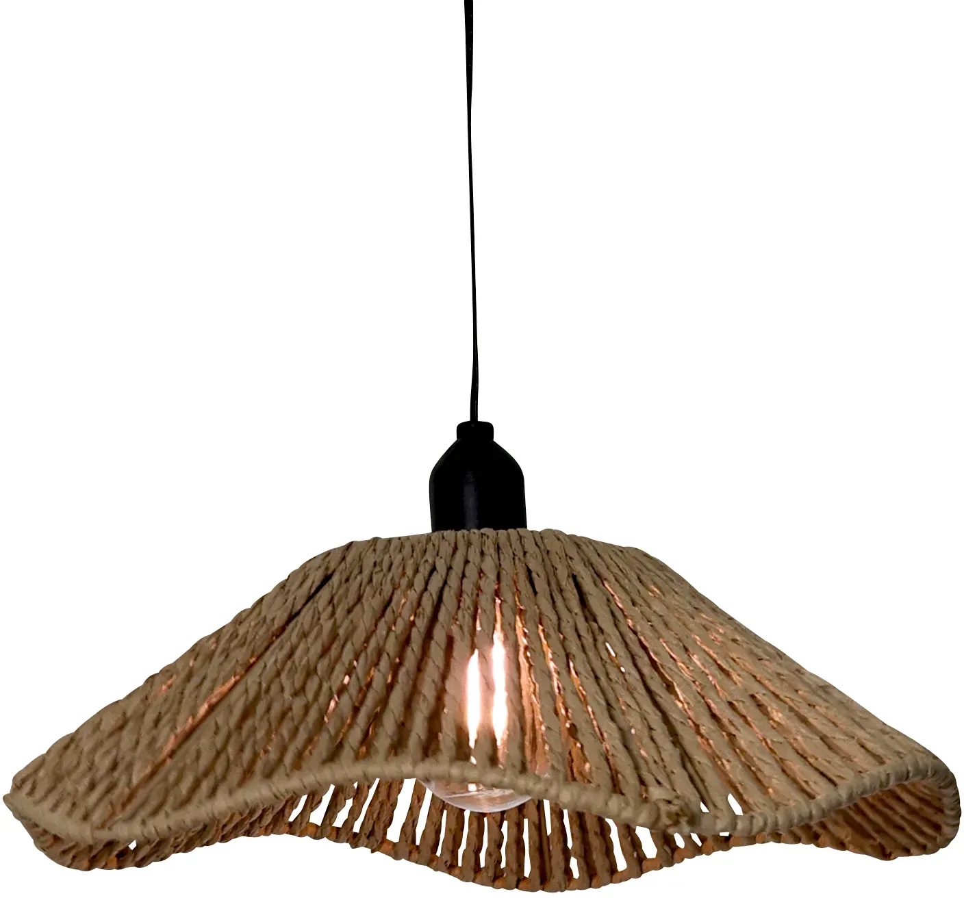 Solar Lampe Rattan 30x10cm mit Birne 3m Zuleitung Klemme  - natur