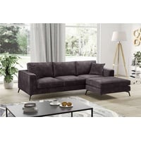 KONSIMO Ecksofa NORIS Ecksofa links/rechts, zeitloses Design, hohe Beine, Loft-Stil, hydrophobe Beschichtung schwarz