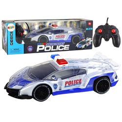 LEAN Toys Spielzeug-Auto Polizei Auto RC Sportwagen Blaulicht Ferngesteuert Spielzeugauto silberfarben