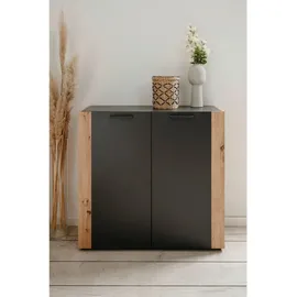 MID.YOU Kommode 89 x 85 x 34,5 cm Anthrazit / Eiche Artisan