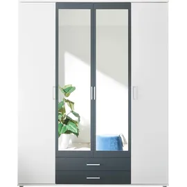 SchlafKONTOR Drehtürenschrank Hanau 160 x 196 x 54 cm Weiß/Grau