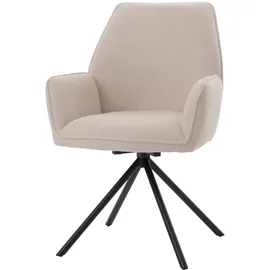 Mendler Esszimmerstuhl HWC-G67 Stoff Bouclé creme