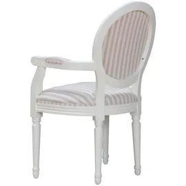 VCM Rokoko Amaretta Esszimmerstuhl Baumwolle Beige/Weiß