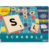 Mattel Games Scrabble Brettspiel, klassisches Familienwortspiel mit Buchstabensteinen und Buchstabenbänkchen aus Holz, Zwei Spielmöglichkeiten, deutsche Ausgabe, JGR62