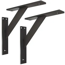 stado STADO® | Wandkonsole | Metall | Schwarz 240x240mm 2 Stück | Rechteckig | Regalträger Wandhalterung | Rechteckhalter | Konsole | Waschtisch