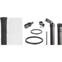 GAH Alberts Alberts Maschendrahtzaun als Zaun-Komplettset, zum Einbetonieren, anthrazit-metallic 125 cm Länge 75 m