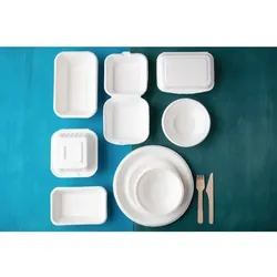 Gastronoble Fiesta Kompostierbarer Zuckerrohrbehälter mit Scharnierdeckel, 18,2 cm