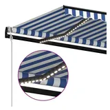 vidaXL LED Automatische Markise 450 x 300 cm blau/weiß inkl. Windsensor 3069131
