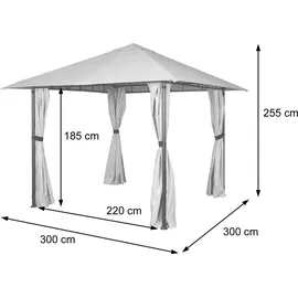 Mendler Pergola HWC-J63 3 x 3 m inkl. 1 Seitenteil Beige/Weiß