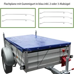 Anhänger Flachplane Blau incl. 2 oder 3 Bügel, nach Auswahl 2575x1345x100 mm 3