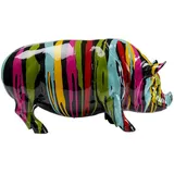 Kare Deko Figur Pig Holi, Mehrfarbig, Sdchwein, Polyresin, Unikat, Handbemalt, 22x43x17cm (H/B/T)