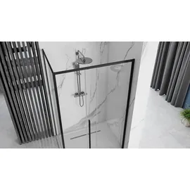 REA Duschkabine Solar mit Schiebetür 90 x 195 cm Schwarz transparent