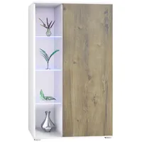 Vladon Vitrine, Alteiche, 71.5x134x35 cm, Wohnzimmer, Wohnwände, Vitrinenschränke