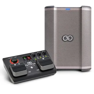 SHEERAN LOOPER + und Busker - Dual Track Pedal für Gitarre, Bass, Keyboard, Vocals, und 200W tragbarer PA-Lautsprecher mit Akkubatterie und Bluetooth