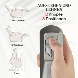 Homcom Fernsehsessel mit Aufstehhilfe Elektrisch Relaxsessel mit Liegefunktion,