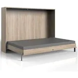 Lomadox Schrankbett 140x200 Cm Eiche Sägerau Jugendbett Gästebett Klappbett Joksi-43, B/h/t 212/154/43 Cm