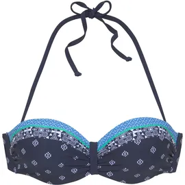 LASCANA Bügel-Bandeau-Bikini-Top »Jimer«, mit platzierten Druck, Gr. 40, Cup B, nachtblau, , 36658017-40 Cup B