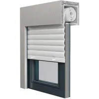 Schüco Fenster mit Rollladen, Aluminium-Fenster AWS 90.SI+, Anthrazitgrau RAL 7016, 800 x 800 mm, festverglast, individuell konfigurieren