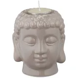 Relaxdays 2 x Buddha Teelichthalter Grau
