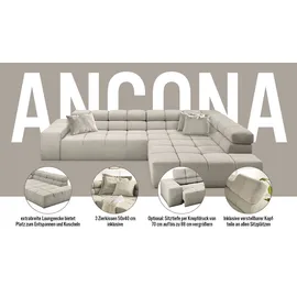 INOSIGN Ecksofa »Ancona incl. Kopfteilverstellung, OTTOs Choice, Breite 319cm, L-Form«, wahlweise motorische Sitztiefenverstellung, auch in Cord + Easy Care, beige