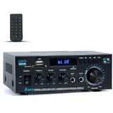 NEOHIPO HiFi-Verstärker AK45 Mini Bluetooth Stereo-Audioverstärker Receiver 12V/ 220V 400W 2 Kanäle Digitale Endverstärker Soundverstärker w/UKW-Radio, SD/USB-Karteneingang, für Zuhause oder Auto