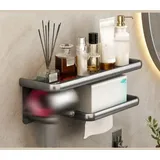 Haartrocknerständer Und Toilettenpapierhalter Ohne Bohren, Badezimmerregal, Stabile Legierung, Vielseitige Aufbewahrung Und Platzsparend