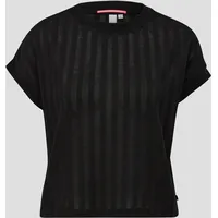 QS T-Shirt mit Musterstruktur, schwarz,