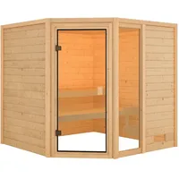 Karibu Woodfeeling Sauna Tabea - 38 mm Bronzierte Ganzglastür Ohne Dachkranz Ohne Ofen