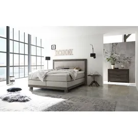Hasena Boxspringbett 140-180 cm Hellgrau, Liegefläche:160 x 200 cm, Topper:Base-Topper - Hellgrau