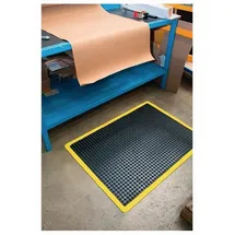 COBA Europe Arbeitsplatzbodenbelag Fertigmatte L900xB600xS14mm schwarz/gelb SBR-Gummi
