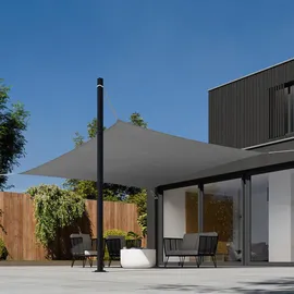 Tectake Sonnensegel quadratisch grau - 360 x 360 cm