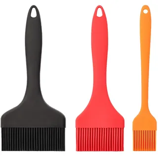 3er Set Backpinsel Silikon, Silikonpinsel Küche 21cm Länge, Extra Breiter ölpinsel, 9.1/7/ 3.2cm Breiter Kochpinsel, für Kochen, BBQ Grillen