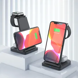 Wisam Wisam® 3 in 1 Multifunktion 15W QI Ladestation Airpods Pro Apple Watch iPhone 12