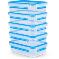 Emsa Clip & Close rechteckig blau 0,8 l 5-teiliges Set