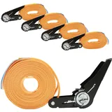 Baumarktplus 4x Spanngurt mit Ratsche 6m einteilig 800kg 0,8t orange