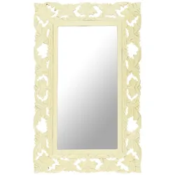 vidaXL Spiegel Handgeschnitzt Weiß 80x50 cm Massivholz Mango