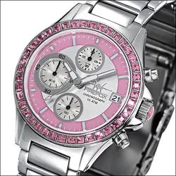 FIREFOX - CHRONOGRAPH MIT ZIRKONIASTEINE - rosa / 37 MM