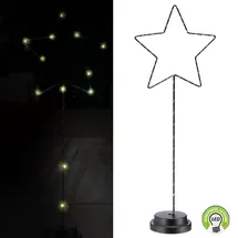 Cepewa LED Stern Stern zum Austellen | Metallgestell 51cm warmweiß batteriebetrieben | Lichterdeko Weihnachtsstern (1 x LED Sternlampe mit Fuß 12LEDs)