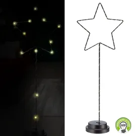 Cepewa LED Stern Stern zum Austellen | Metallgestell 51cm warmweiß batteriebetrieben | Lichterdeko Weihnachtsstern (1 x LED Sternlampe mit Fuß 12LEDs)