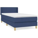 vidaXL Boxspringbett mit Matratze Blau 100x200 cm Stoff