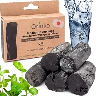 orinko Kishu Binchotan x5 – Natürlicher Aktivkohlefilter Wasser – Hochwertige Binchotan-Kohle zur Wasserreinigung – Nachhaltig & wiederverwendbar