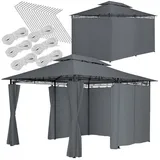 Tectake Gartenpavillon Emine 4 x 3 m inkl. 6 Seitenteile Dunkelgrau