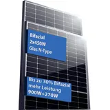 PLP TEK ® 2 x Solarpanel JA Solar JAM54D40 450W N-Type BF Bifaziale Solar Panele Glas Glas N-Type bis zu 30 % mehr Leistung 1170W (Steuersatz: 0% nach § 12 Absatz 3 UStG)