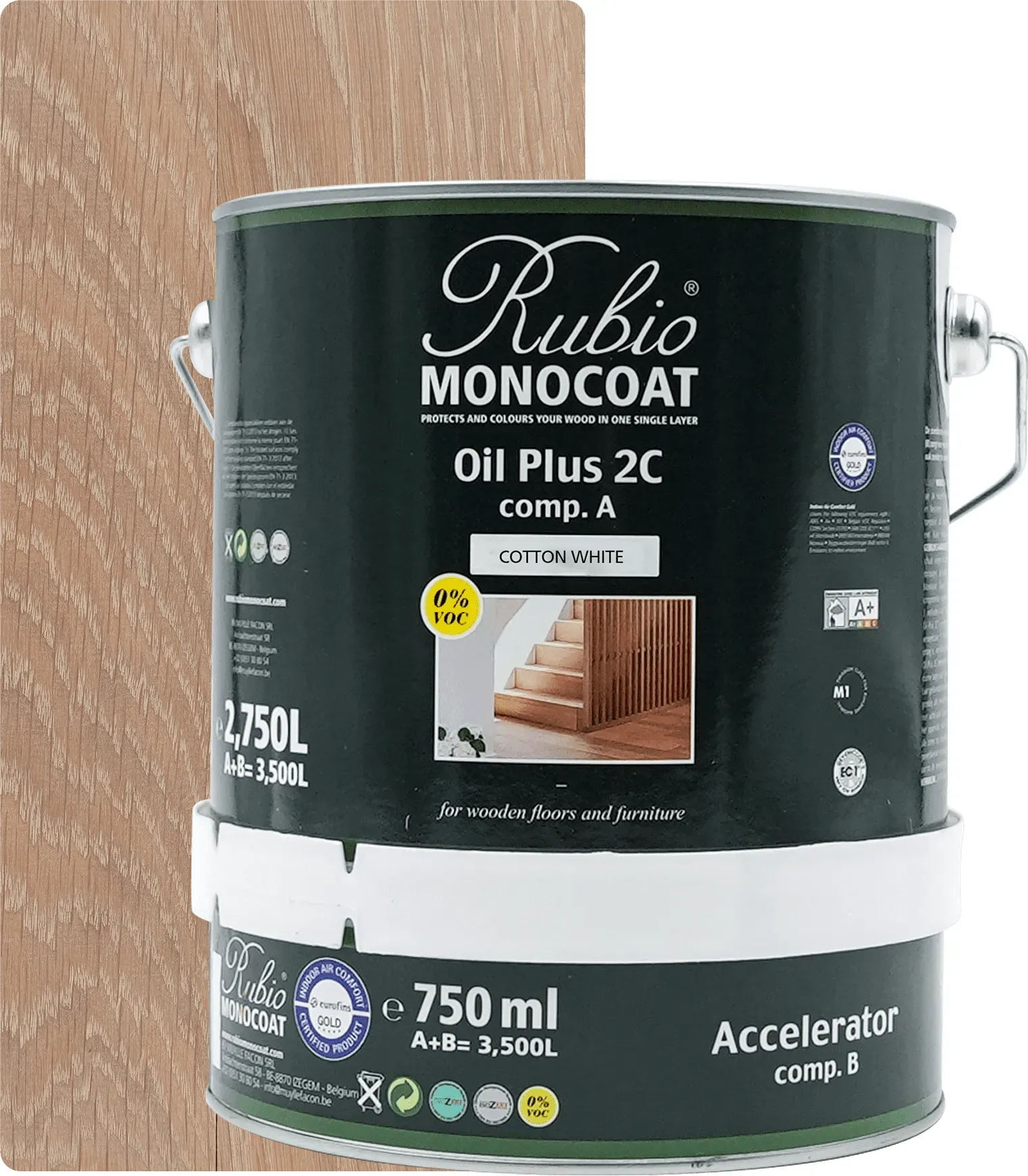 Rubio Monocoat Set Oil Plus 2C Cotton White 3500ml (A+B) - 3500ml [140m2]