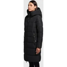 khujo Damen Langer Wintermantel mit Kapuze Jilias5-YM Black Gr. M - M
