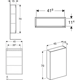 Geberit Hängeschrank 45x70x15cm, re, 1 Tür, 502318JL1