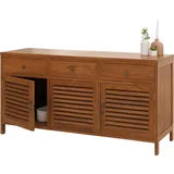 Mendler Teak-Badezimmerkommode HWC-M90, Badschrank Waschtisch, hochwertiges B-Grade-Teak (Kernholz, 20-30 Jahre), 81x155x50cm
